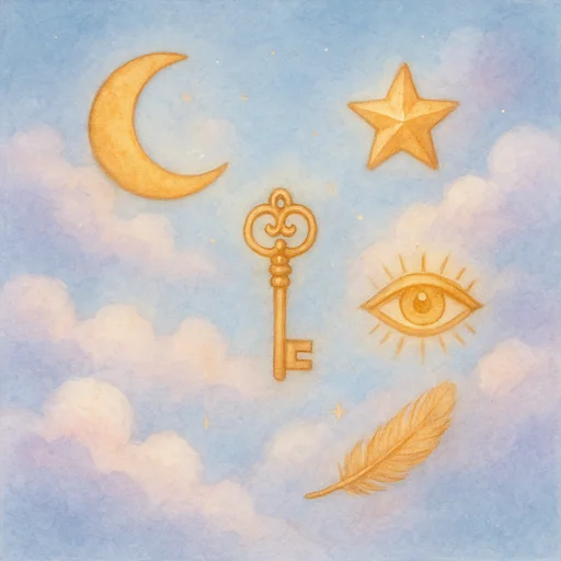 Floating golden key illustration